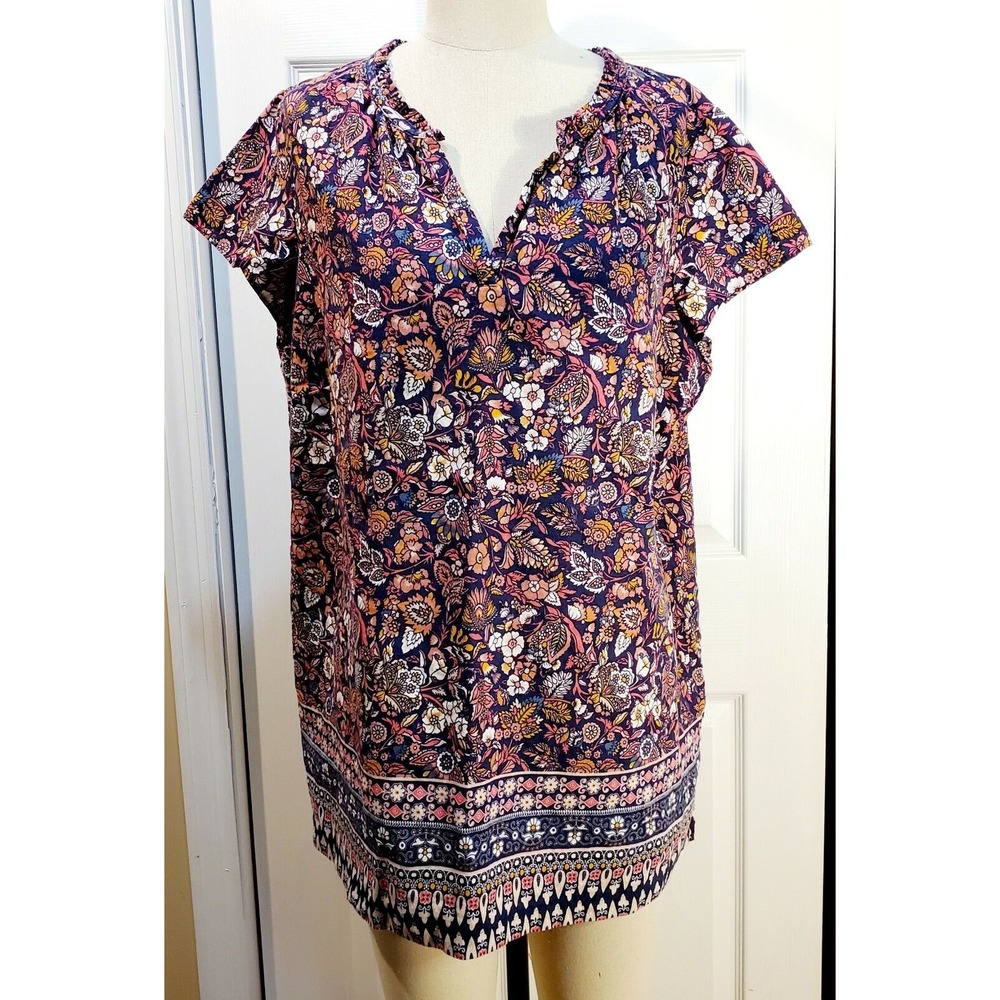 Women's Liz Claiborne Multicolored Peasant Top Size 0X